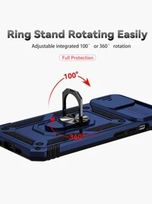 Blaue Handyhülle kompatibel mit iPhone 16, Männermodell, Farbblockdesign mit Ringhalterung & Kameraabdeckung