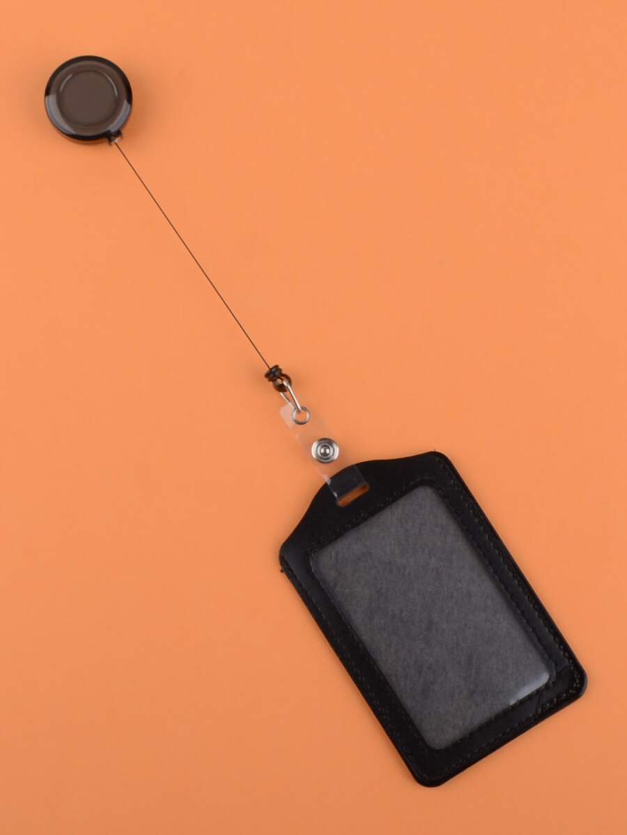 1/2pcs Card Holder + 1/2pcs Detachable Lanyard, Work ID Card Holder, Detachable Lanyard, ID Badge Holder, Work Card Case, Access Card Holder - Black - View 1