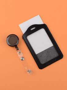 1/2pcs Card Holder + 1/2pcs Detachable Lanyard, Work ID Card Holder, Detachable Lanyard, ID Badge Holder, Work Card Case, Access Card Holder - Black - View 3