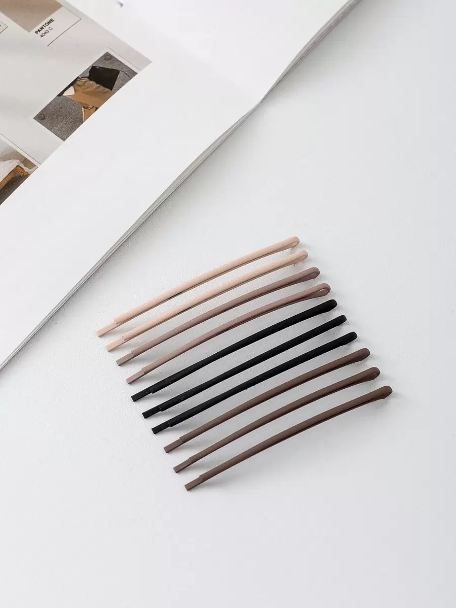 10pcs Minimalist Bobby Pin Casual, Hair Accessories, Hair Clips, Hair Slide, Hair Barrettes Claw Clips, School Stuff, Head Accessories - Multicolor - View 1