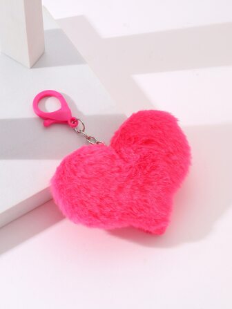 1 件粉色毛绒心形包饰礼品包礼物汽车配饰女士钥匙扣饰物毛绒钥匙扣情人节