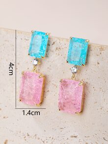 1pair Popular Fashionable Cubic Zirconia Personalized Dangle Earrings For Women To Match With Fashion Dresses & Gowns As Ear Accessories - Multicolor - View 4