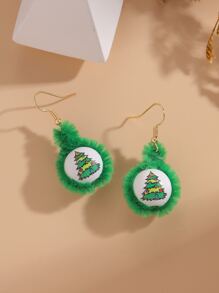 Pendientes largos redondos árbol de Navidad - Multicolor - Ver 1