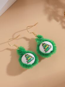 Pendientes largos redondos árbol de Navidad - Multicolor - Ver 3