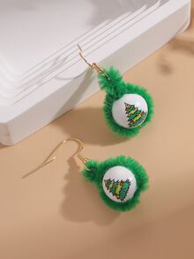 Pendientes largos redondos árbol de Navidad - Multicolor - Ver 4