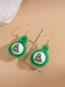 Pendientes largos redondos árbol de Navidad - Multicolor - Ver 6