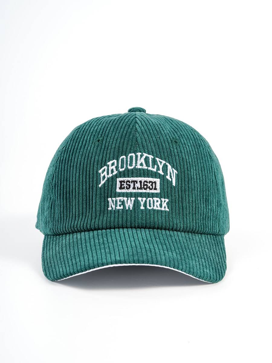 1 chiếc mũ bóng chày vải nhung kẻ cho nam, mũ che nắng cho cặp đôi thường ngày, mũ snapback đi chơi ngoài trời - màu xanh lá - Xem 1