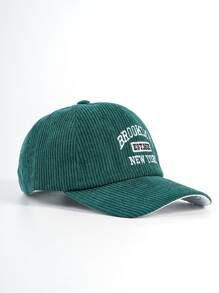 1 chiếc mũ bóng chày vải nhung kẻ cho nam, mũ che nắng cho cặp đôi thường ngày, mũ snapback đi chơi ngoài trời - màu xanh lá - Xem 3