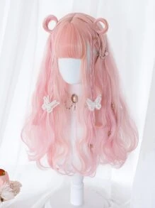 alicegarden Christmas Long Curly Synthetic Wig With Bangs - Pink - View 4