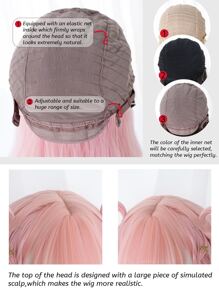 alicegarden Christmas Long Curly Synthetic Wig With Bangs - Pink - View 6