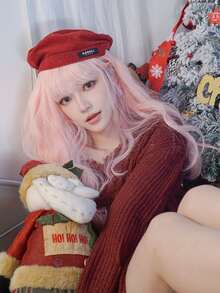 alicegarden Christmas Long Curly Synthetic Wig With Bangs - Pink - View 7