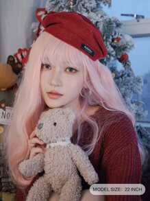 alicegarden Christmas Long Curly Synthetic Wig With Bangs - Pink - View 8