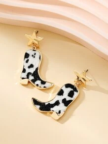 星星和西部牛仔靴耳墜 - 彩色 - 查看 2