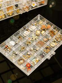 1pc Transparent Multi-Grid Jewelry Storage Box - Clear - View 2