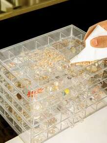 1pc Transparent Multi-Grid Jewelry Storage Box - Clear - View 3