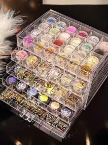 1pc Transparent Multi-Grid Jewelry Storage Box - Clear - View 5