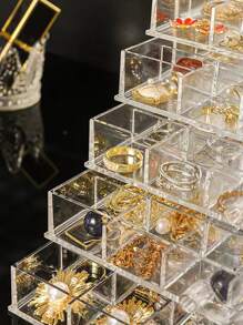 1pc Transparent Multi-Grid Jewelry Storage Box - Clear - View 6