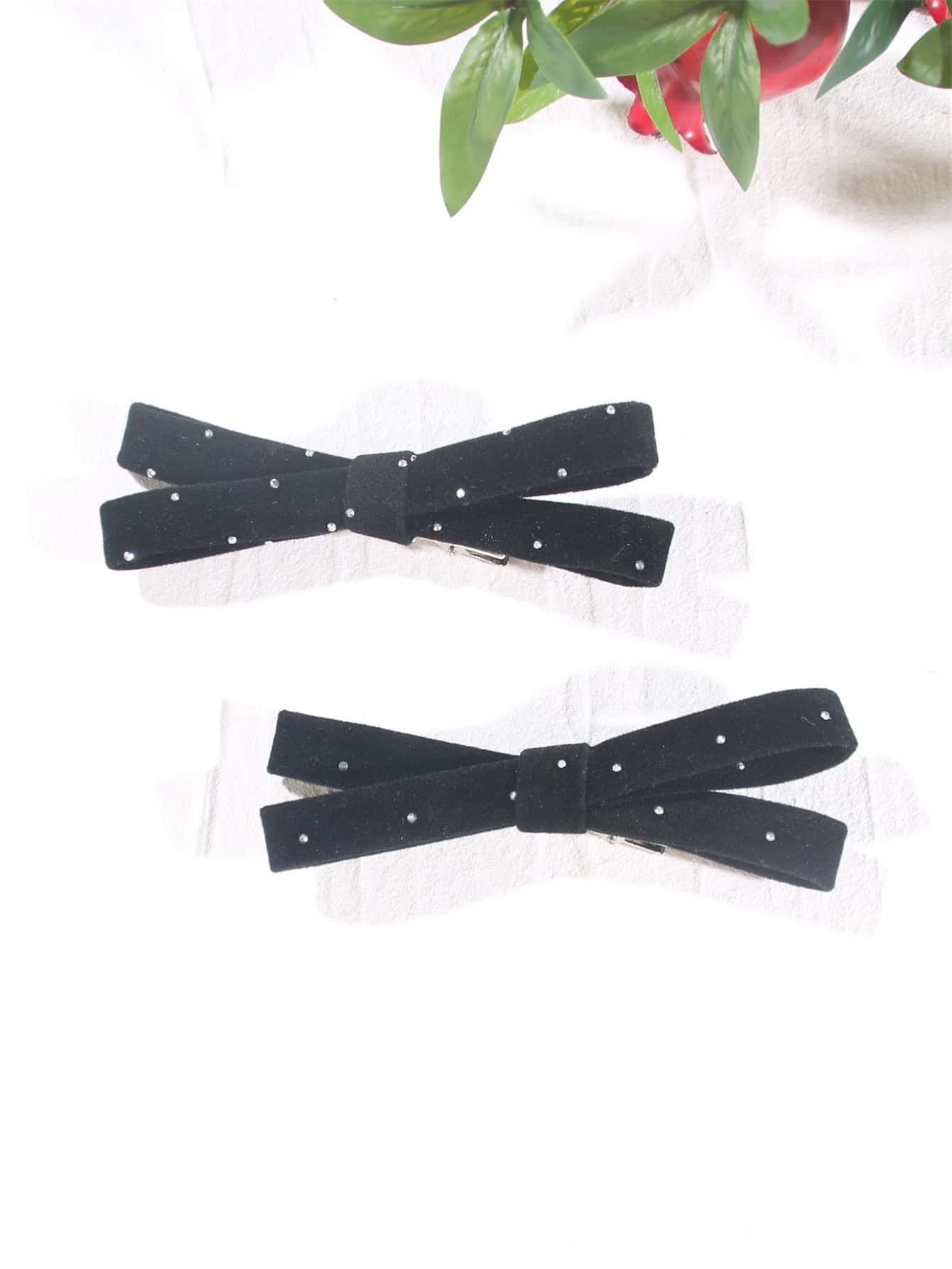 2 Stück Damen Schwarze Design Alligator Haarspangen mit Strass Verzierung, einfach und stilvoll, geeignet für den täglichen Gebrauch, elegante Schleife, Valentinstag, Haraccessoires, Haarspangen, Haarklammern, Haarklötze, Schulsachen, Kopfschmuck, Haarnadel, Sommer, Urlaub, Reise, Festival, Party - Schwarz - Übersicht 1