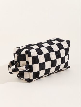 1Pc Plush Checkerboard Pleated Makeup Bag Classic Travel Organizer For Women And Girls Makeup Bag Makeup Bag Makeup Pouch Skincare Bag Toiletry Bag Packing Cubes, Cruise Essentials Dorm Essentials, Wedding Bridesmaid Gifts, Mom Gifts, Birthday Gifts, Gifts For Friends And Teachers, Home Decor, Bathroom Living Room Bed Organizer Storage Makeup Case Makeup Travel Toiletry Organizer Gifts Storage Zipper Accessories Nail Bag, Makeup Bag, Desk Organiser, Makeup Cases, Small Makeup Bag, Cosmetic Bag, Large Capacity, Large Makeup Bag,Christmas Gifts,Pouch,Travel,Gifts For Women Travel Essential,Pouch,Clutch / Small Handbag, Makeup Organizer,Makeup Organize,Pouch,Brush Holder,Mini Pouch,Large Capacity Pouch,Gifts For Women,Christmas Gifts,Gift Ideas For Women