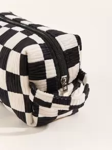 1个毛绒棋盘格褶皱化妆包，经典旅行收纳包，适合女性和女孩，可作化妆包、化妆袋、护肤包、洗漱包、收纳袋、邮轮必备、宿舍必备、婚礼伴娘礼物、妈妈礼物、生日礼物、送给朋友和老师的礼物、家居装饰、浴室客厅床边收纳整理包、化妆盒、旅行洗漱包、礼品收纳包、拉链配件收纳包、美甲包、化妆包、桌面收纳包、化妆盒、小化妆包、化妆包、大容量化妆包、圣诞礼物、收纳袋、旅行、送给女性的礼物、旅行必备、收纳袋、手拿包/小手提包、化妆品收纳包、化妆品整理包、收纳袋、刷子收纳袋、迷你收纳袋、大容量收纳袋、送给女性的礼物、圣诞礼物、女性礼物创意 - 彩色 - 查看 4