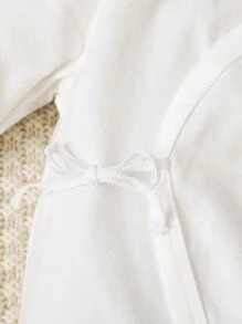 SHEIN Newborn Baby Boy Solid Knot Front Jumpsuit & Hat