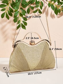 金屬質感水鑽裝飾金屬亮絲鏈條異形包