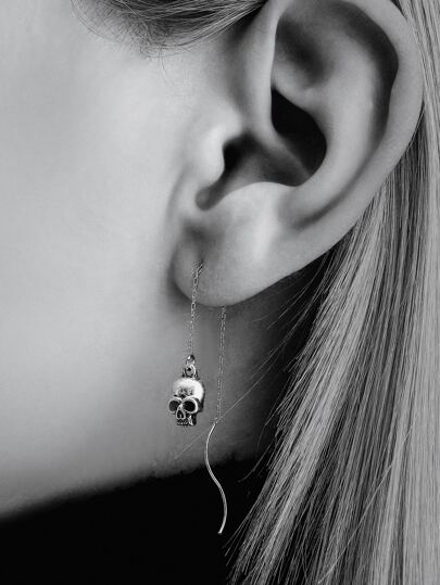 Skull Decor Threader Earrings
