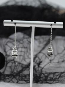 Bông tai ren trang trí đầu lâu - Màu Bạc Cổ - Xem 2