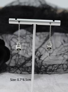 Bông tai ren trang trí đầu lâu - Màu Bạc Cổ - Xem 3