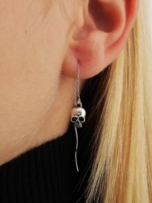 Bông tai ren trang trí đầu lâu - Màu Bạc Cổ - Xem 4