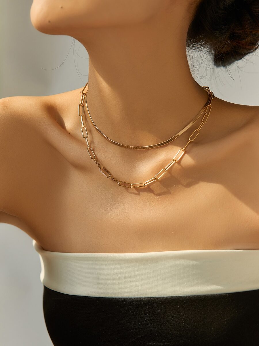 Nooxian Vòng cổ xếp lớp tối giản