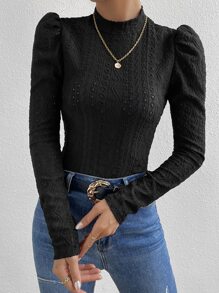 SHEIN Essnce Áo liền quần ôm nữ Tranh thêu màu trơn Thanh lịch - màu đen - Xem 5