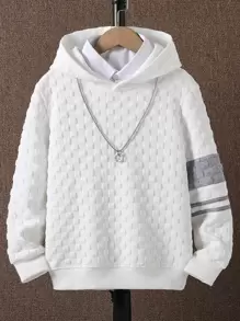SHEIN Tween Boy Striped Print Hoodie Without Shirt