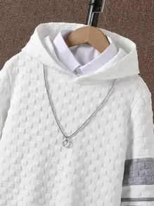 SHEIN Tween Boy Striped Print Hoodie Without Shirt