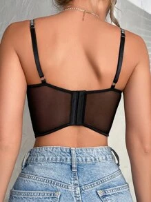 Mesh Underwire High Low Hem Bra, Lingerie