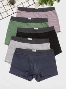 Men 5pcs Letter Patched Boxer Brief - Multicolor - View 1