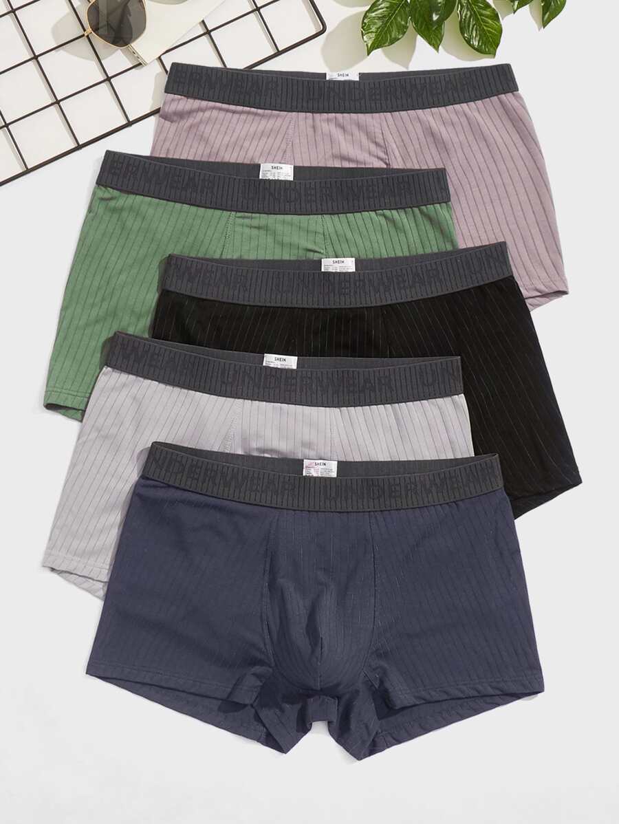 Men 5pcs Letter Patched Boxer Brief - Multicolor - View 1