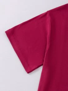 女孩字母圖案睡裙 - 酒紅色 - 查看 4