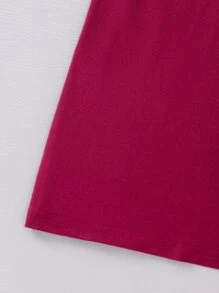 女孩字母圖案睡裙 - 酒紅色 - 查看 5