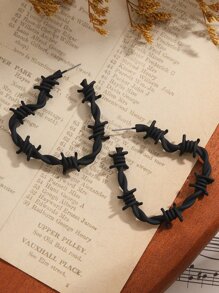 Cercei cu cerc cu manșetă cu design inimă