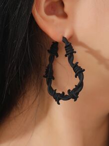 Cercei cu cerc cu manșetă cu design inimă