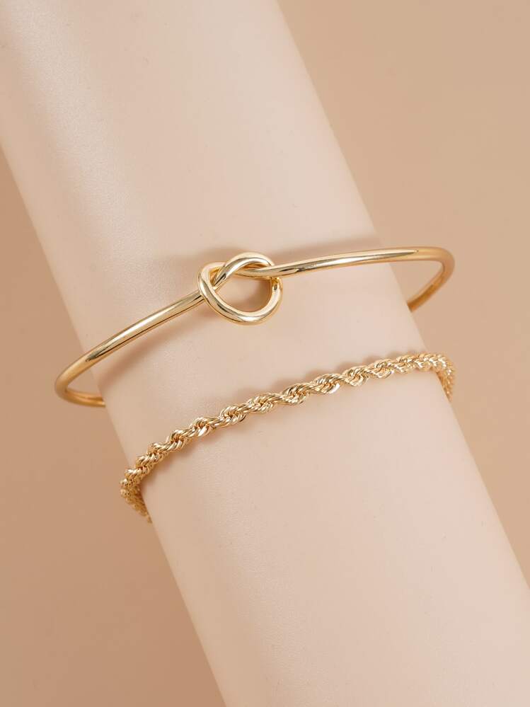 2入組/套結飾手環 - 金黃色 - 查看 2