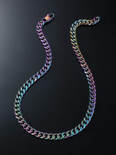 Fashionable And Popular For Women Men Holographic Chain Necklace Stainless Steel For Jewelry Gift And For A Stylish Look