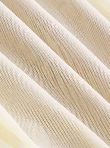 SHEIN MOD Halterneck Backless Ruched Mesh Bodycon Dress - Apricot - View 4