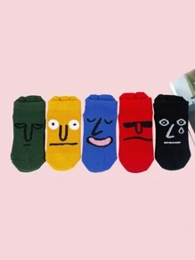 5pairs Boys Cartoon Graphic Vớ mắt cá chân - Nhiều màu - Xem 4