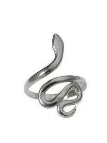 Nooxian Snake Design Cuff Ring - Silver - View 5