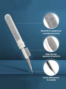 Portable Earphone Plug Cleaning Pen, Cleaning Brush For Earphone, Earplug, Mobile Phone, Digital Devices, Computer Keyboard - White - View 4