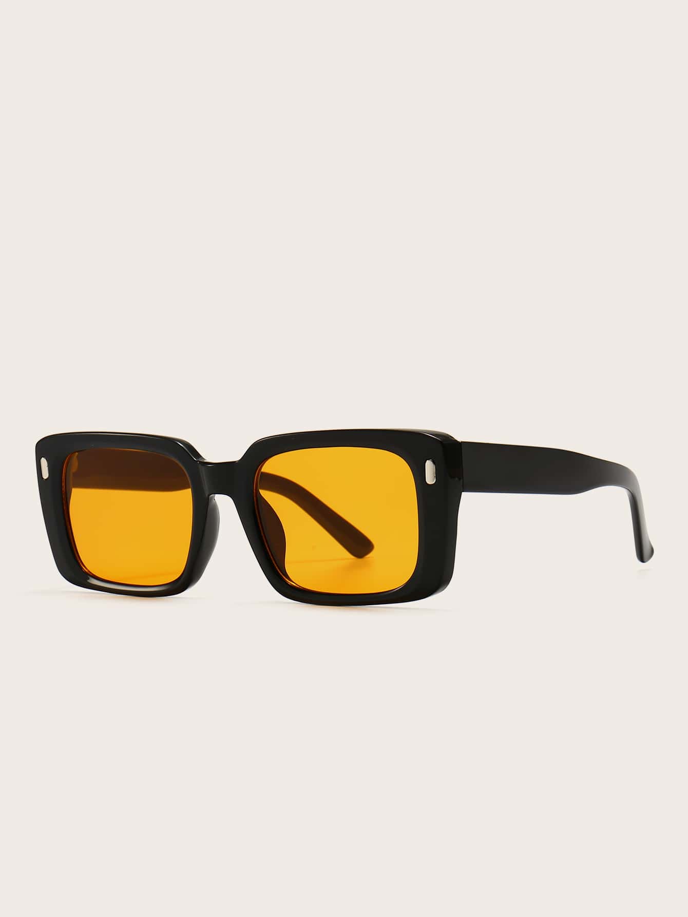 1pc Unisex Square Fashion Sunglasses, Suitable For Outdoor Wear, Travel, Summer Accessory, Sports Style, Driving, Holiday Outfit, Beach, Music Festival, Vacation, Family Outing, UV Protection, Golf, Hiking, Elegant Decoration, Street Style Accessory, Holiday Atmosphere, Sports, Party, Outdoor Activities, Street Style, Fishing, Outdoor Activities, Vacation, Sun Protection, Holiday - Yellow - View 1