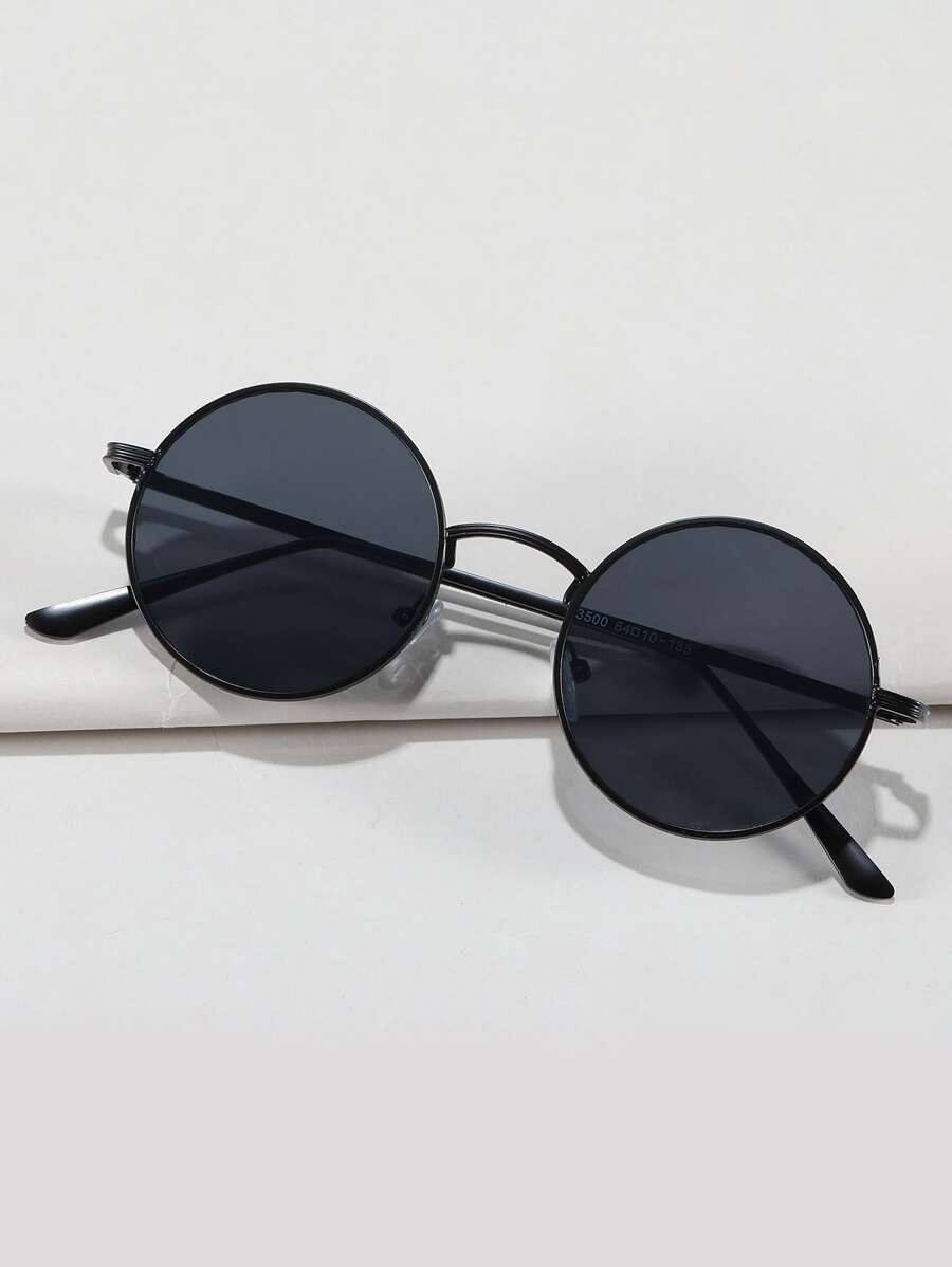 1pc Retro Round Frame Color Changing Fashion Glasses, Fashionable - Dark Grey - View 1