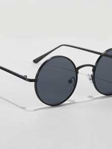 1pc Retro Round Frame Color Changing Fashion Glasses, Fashionable - Dark Grey - View 3